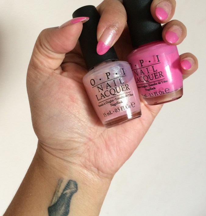 Spring Perfect pink-tipped combo with OPI Nail Lacquer