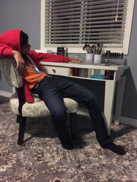 Hanging out on Mom's new chair